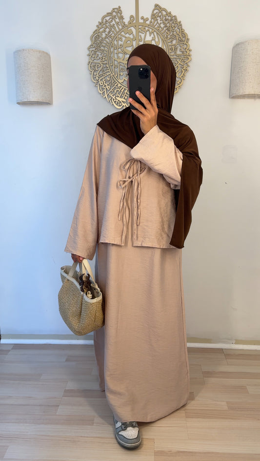 Zweiteiler Kleid beige