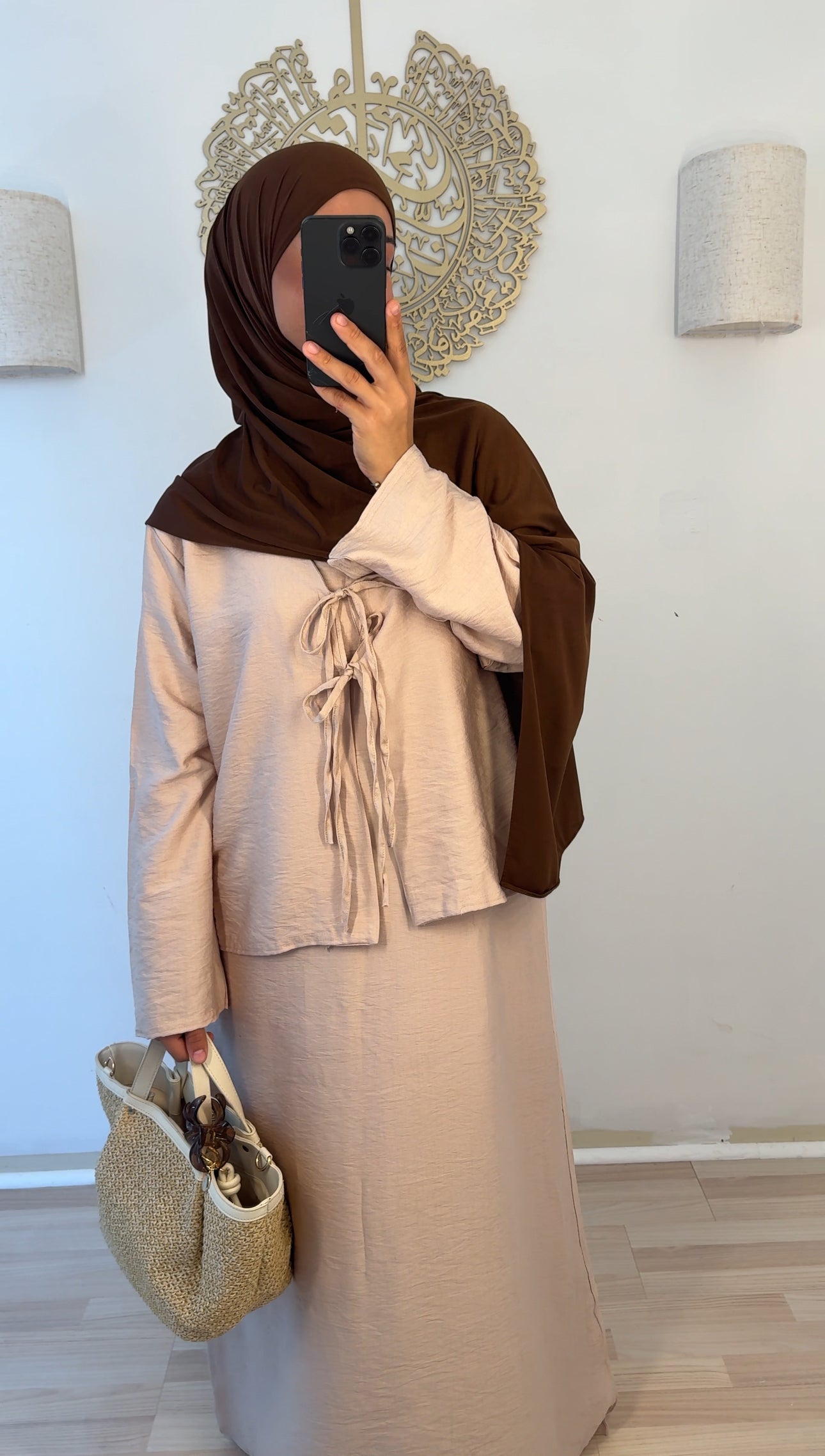 Zweiteiler Kleid beige