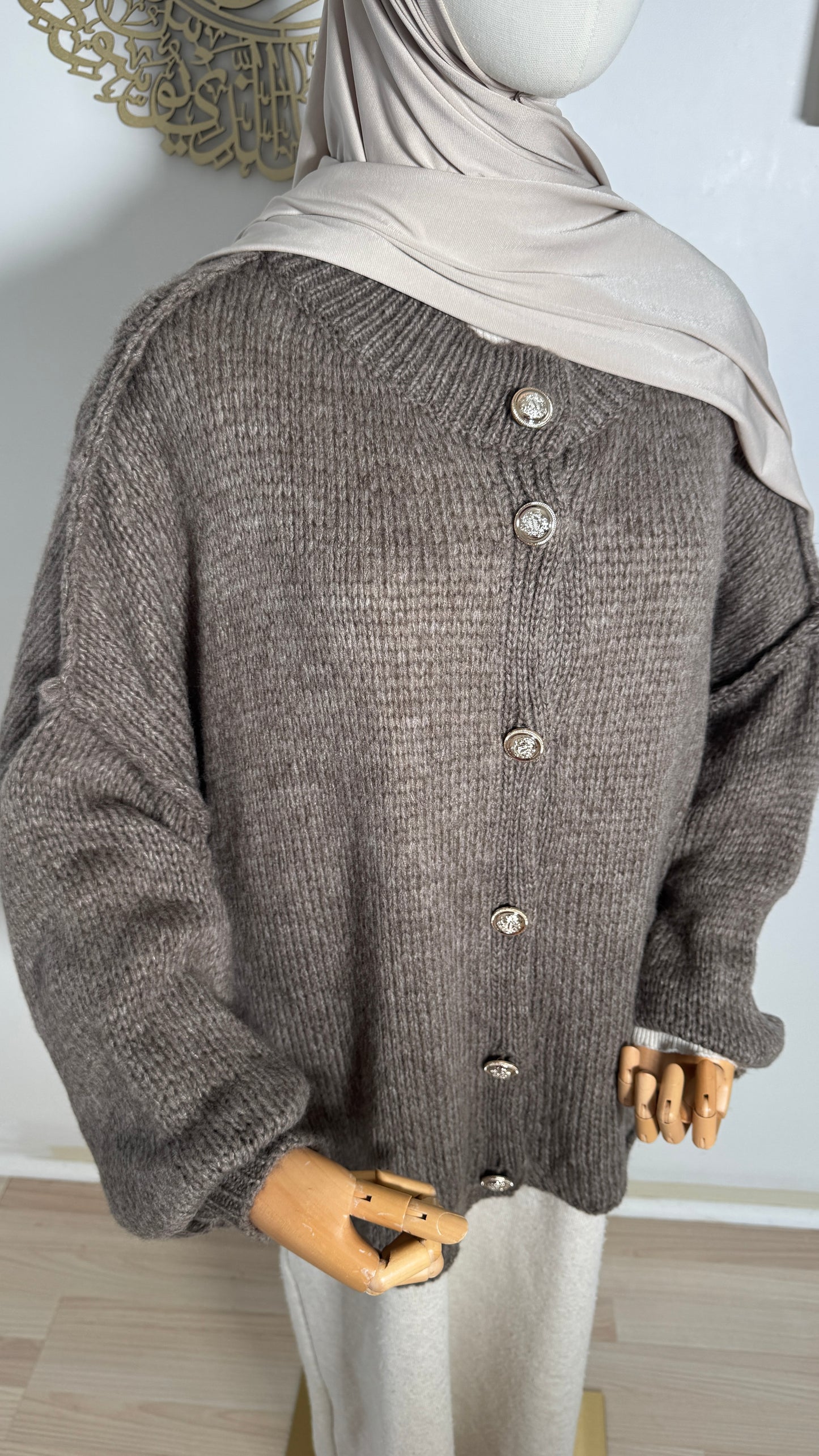 Strickjacke Knöpfe Mocha