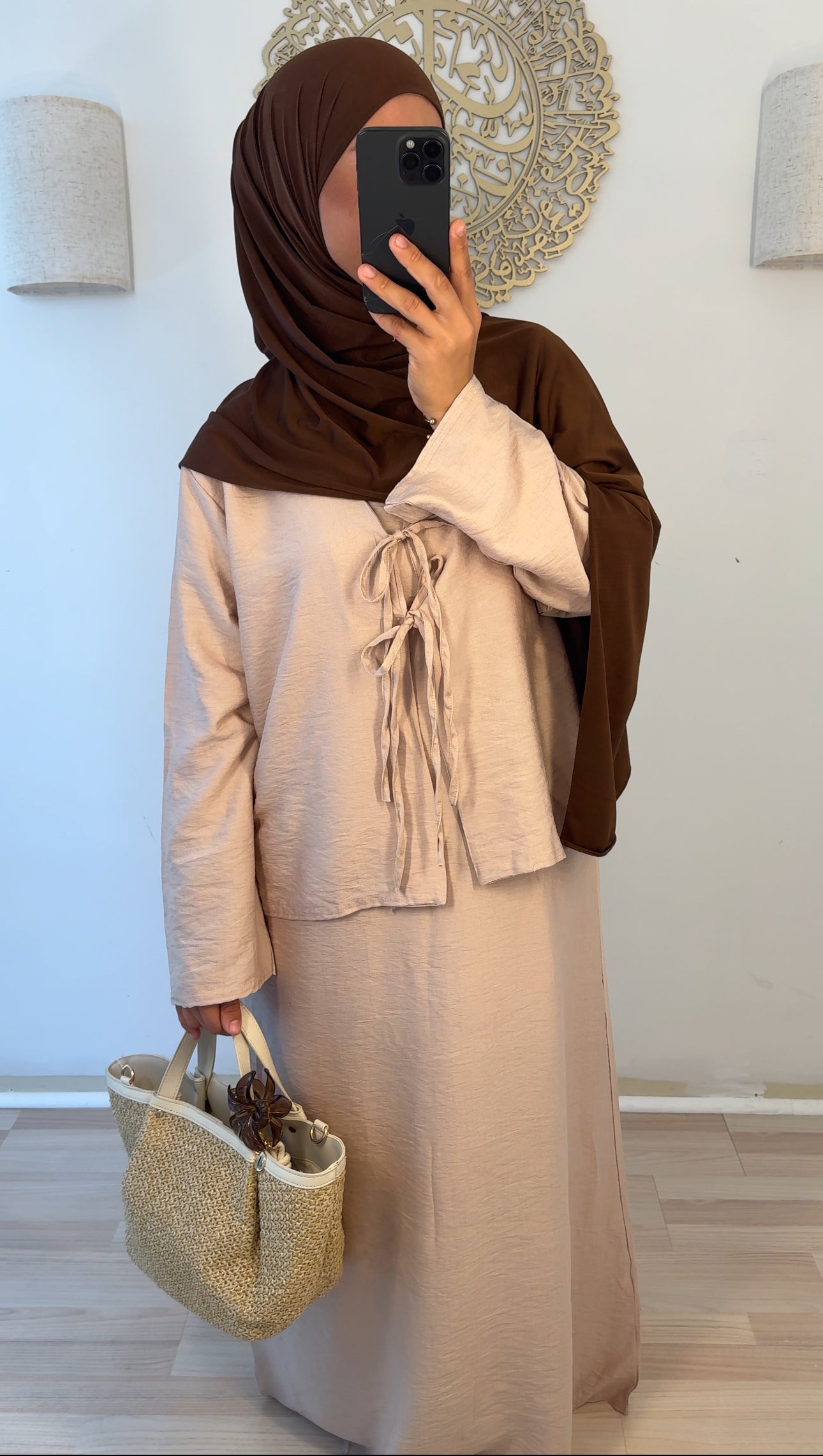 Zweiteiler Kleid beige