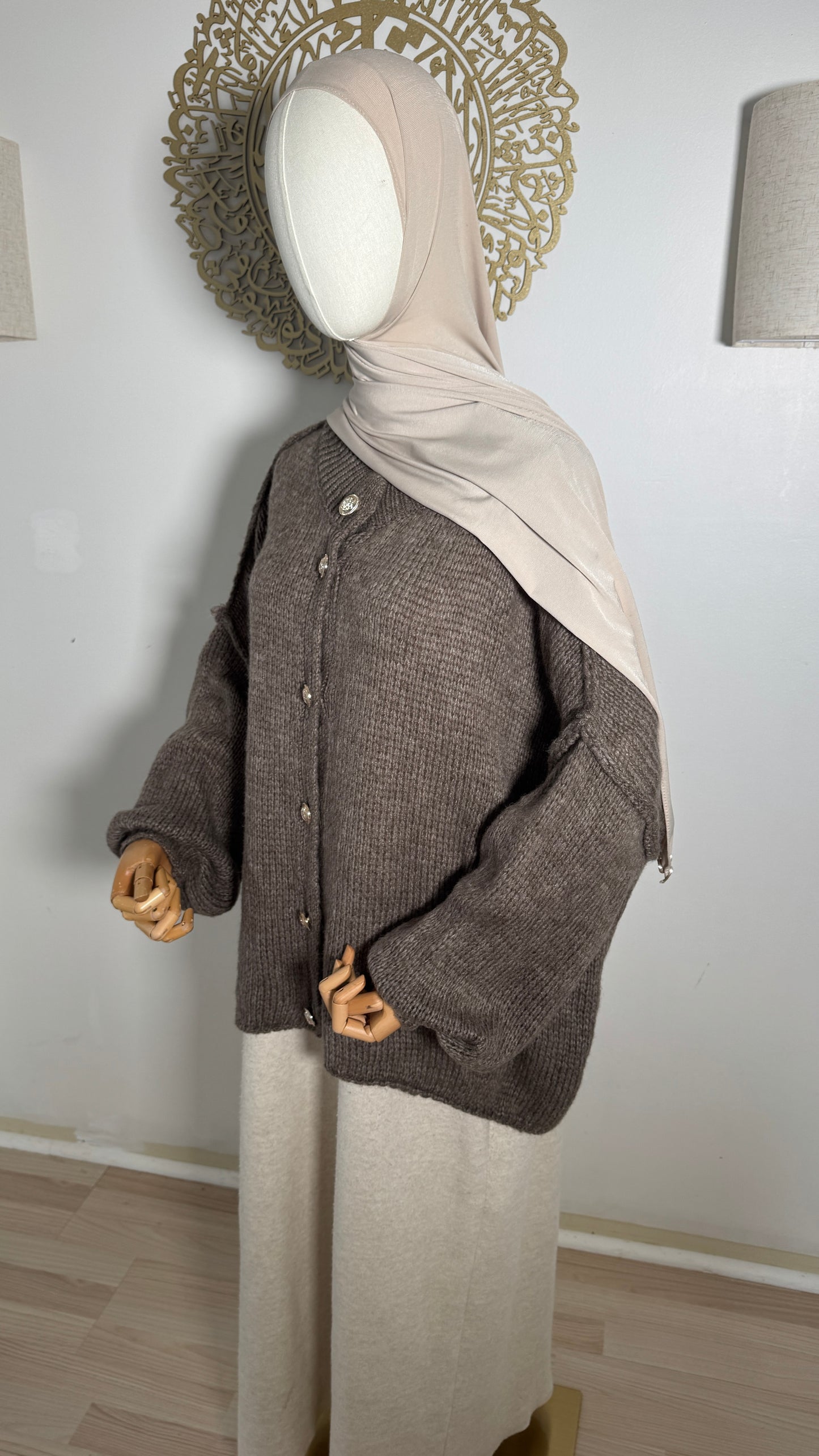Strickjacke Knöpfe Mocha