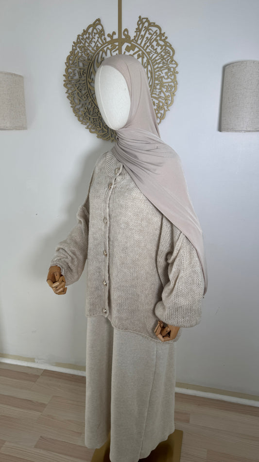 Strickjacke Knöpfe beige