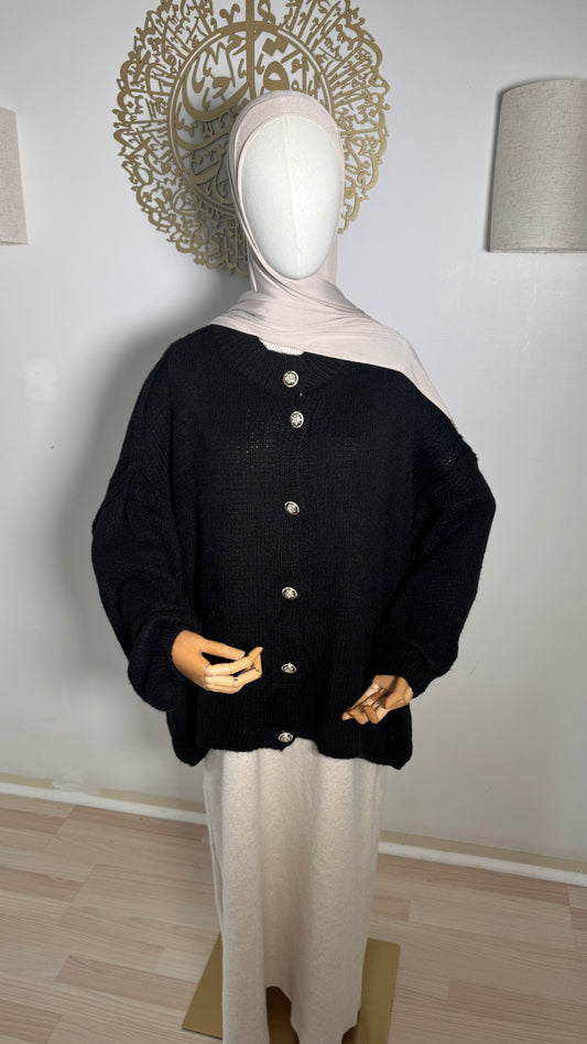 Strickjacke Knöpfe schwarz