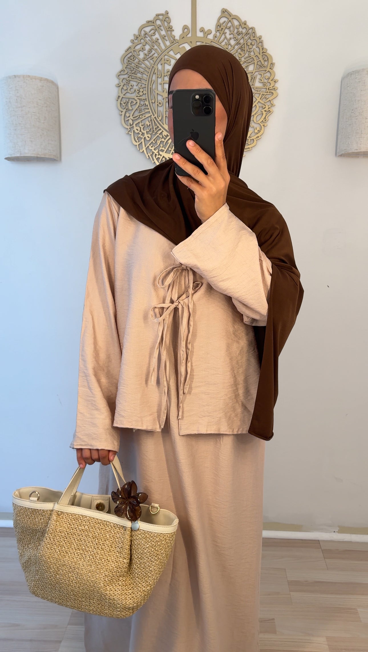 Zweiteiler Kleid beige