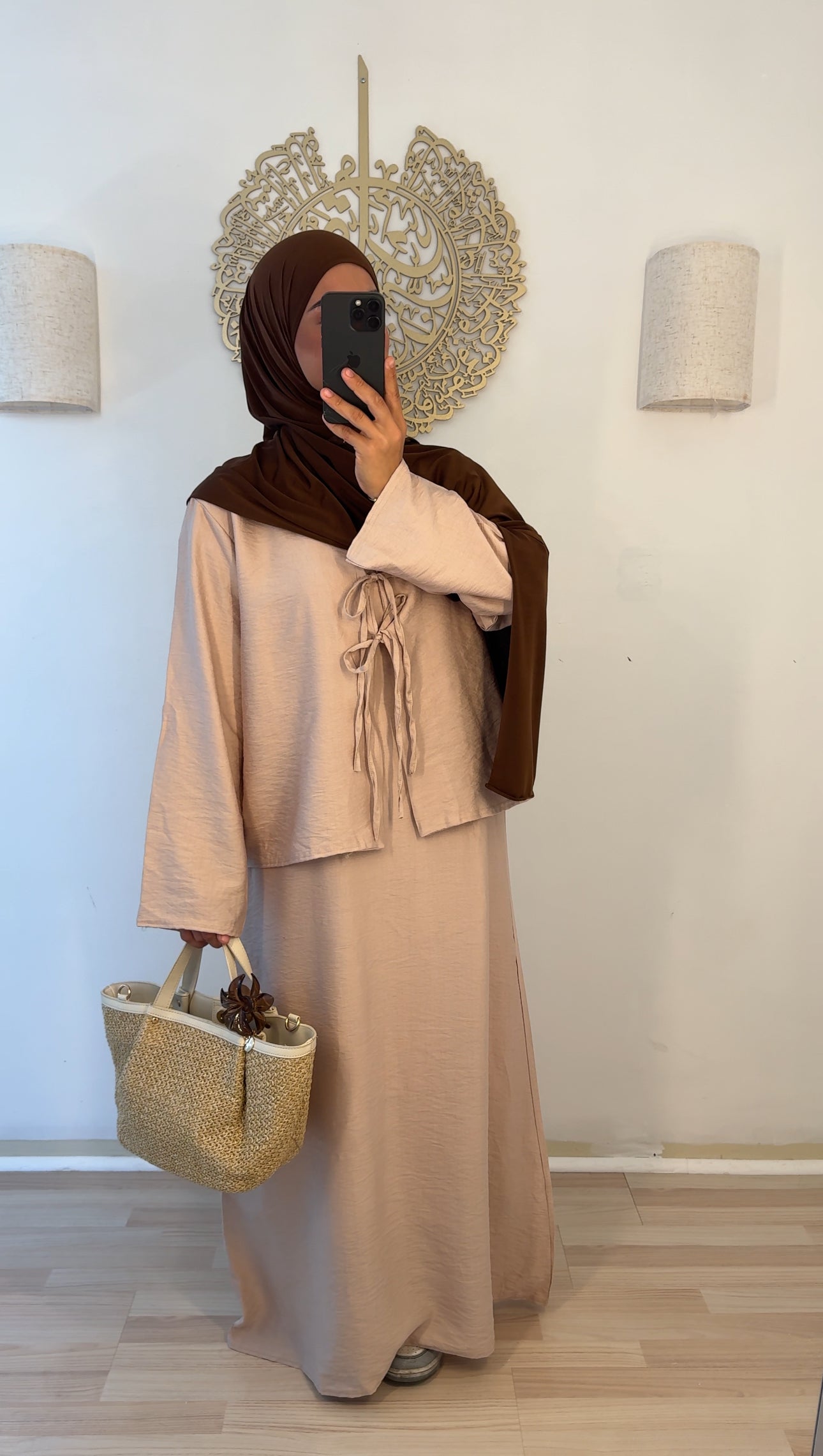 Zweiteiler Kleid beige