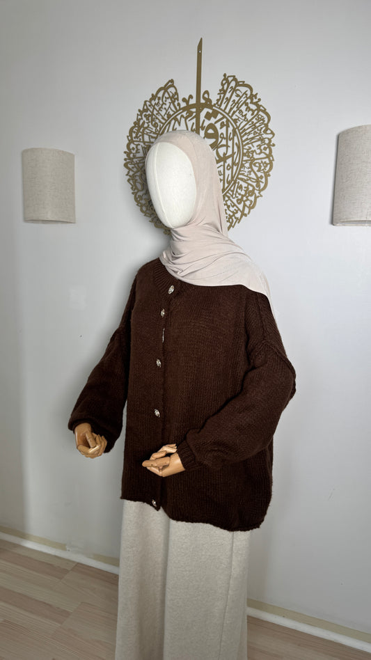 Strickjacke Knöpfe braun
