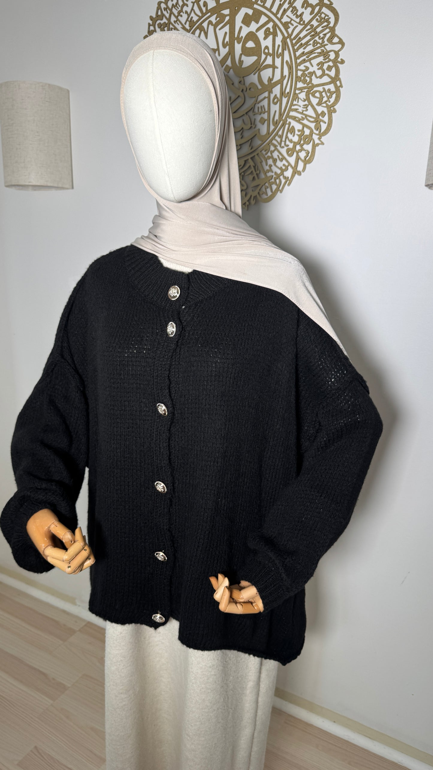Strickjacke Knöpfe schwarz