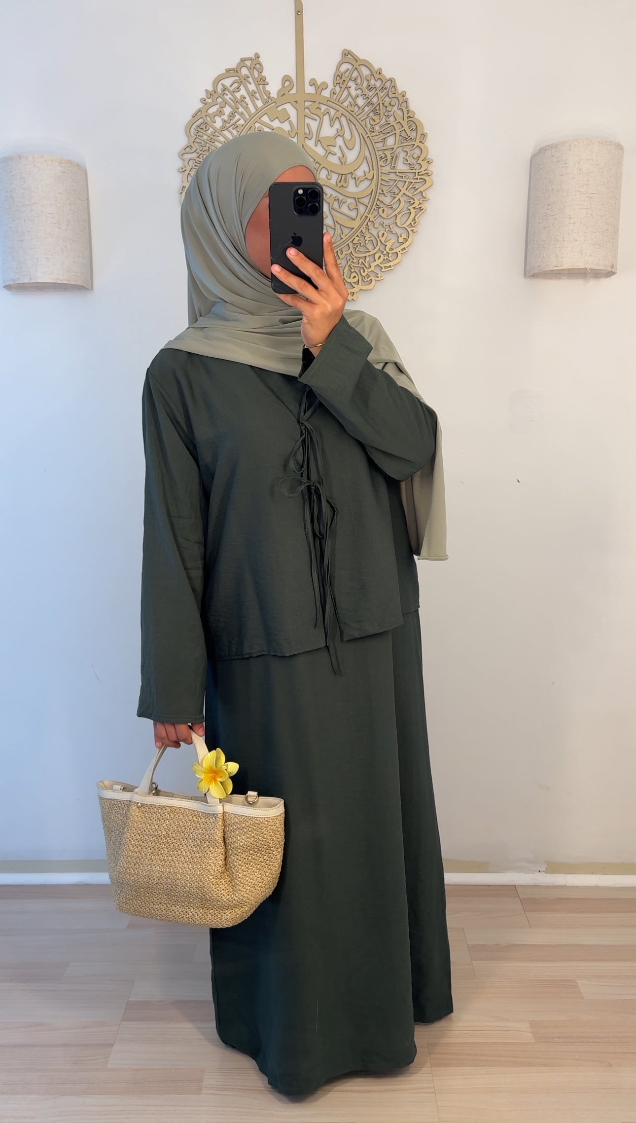 Zweiteiler Kleid Khaki