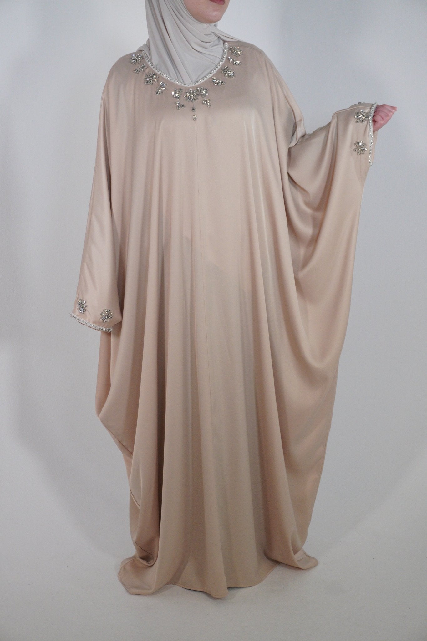 Fiorenza Satin Abaya beige - Byaygul