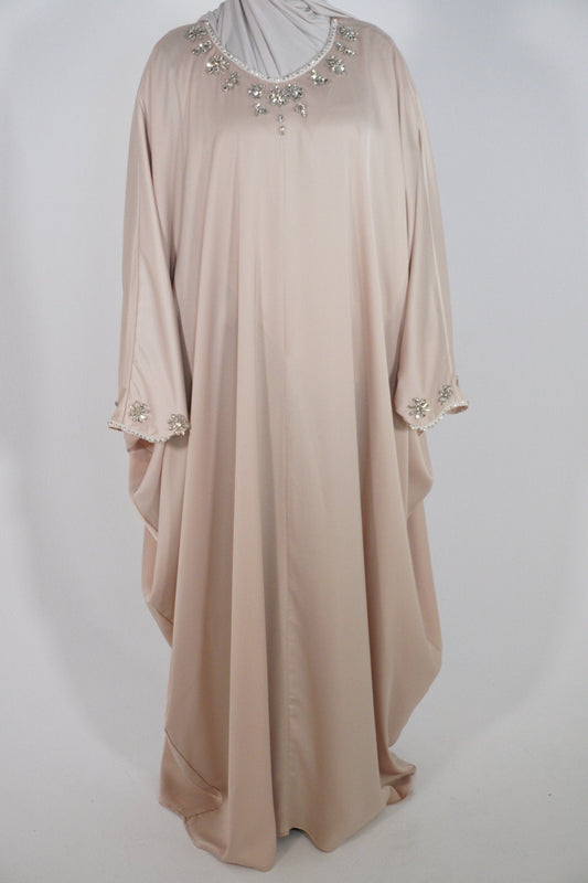 Fiorenza Satin Abaya beige - Byaygul