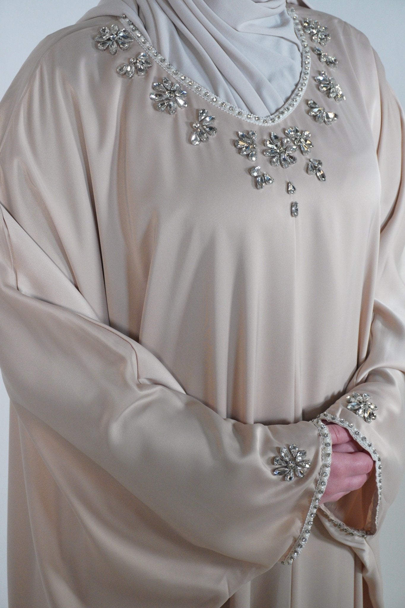 Fiorenza Satin Abaya beige - Byaygul