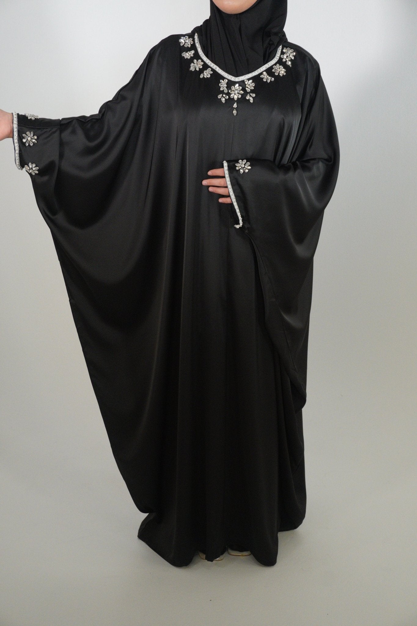 Fiorenza Satin Abaya schwarz - Byaygul