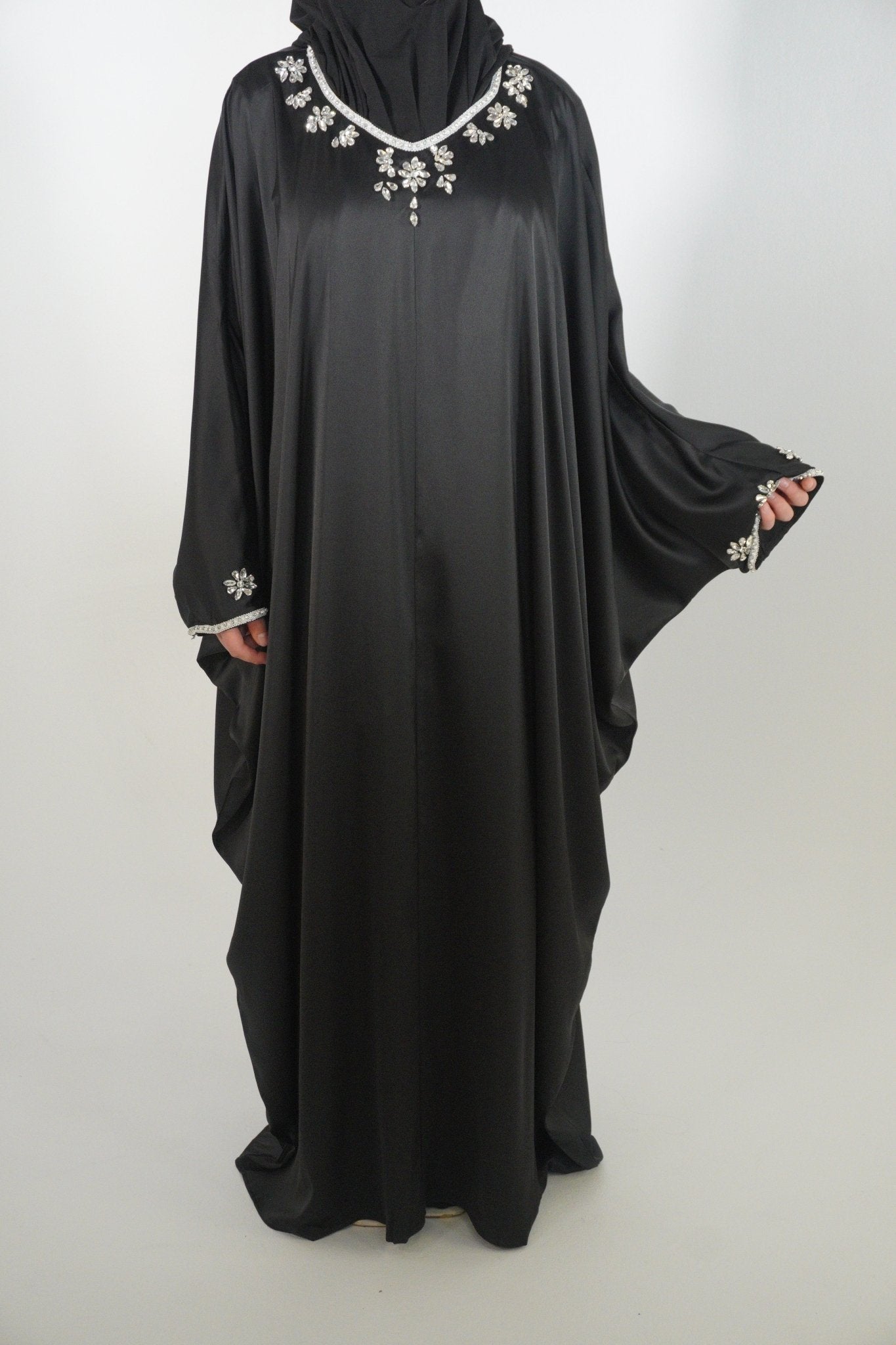 Fiorenza Satin Abaya schwarz - Byaygul