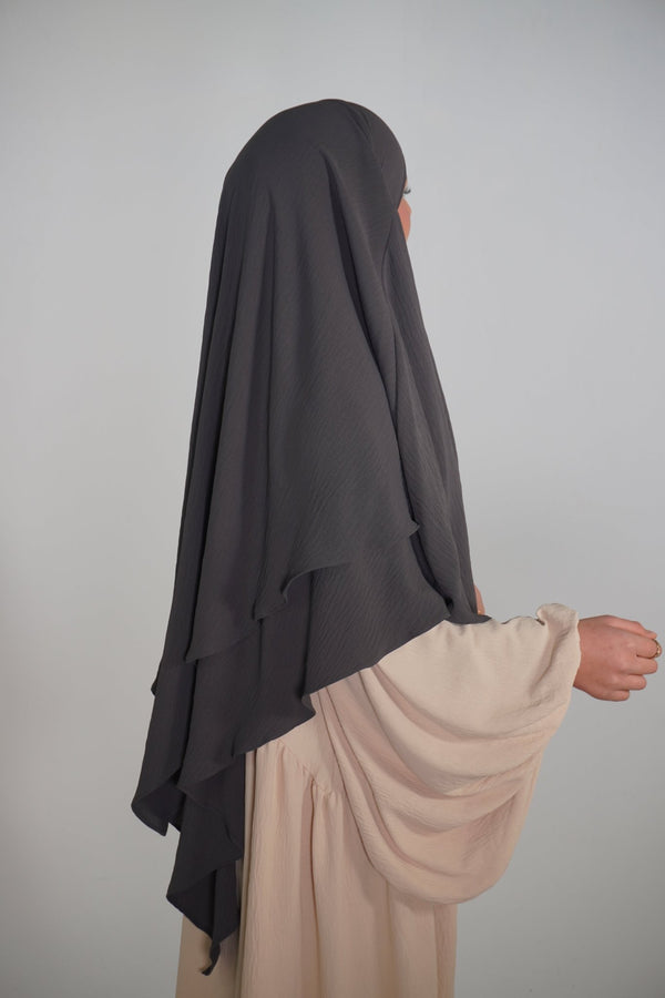 Khimar Zweilagig dunkelgrau - Byaygul