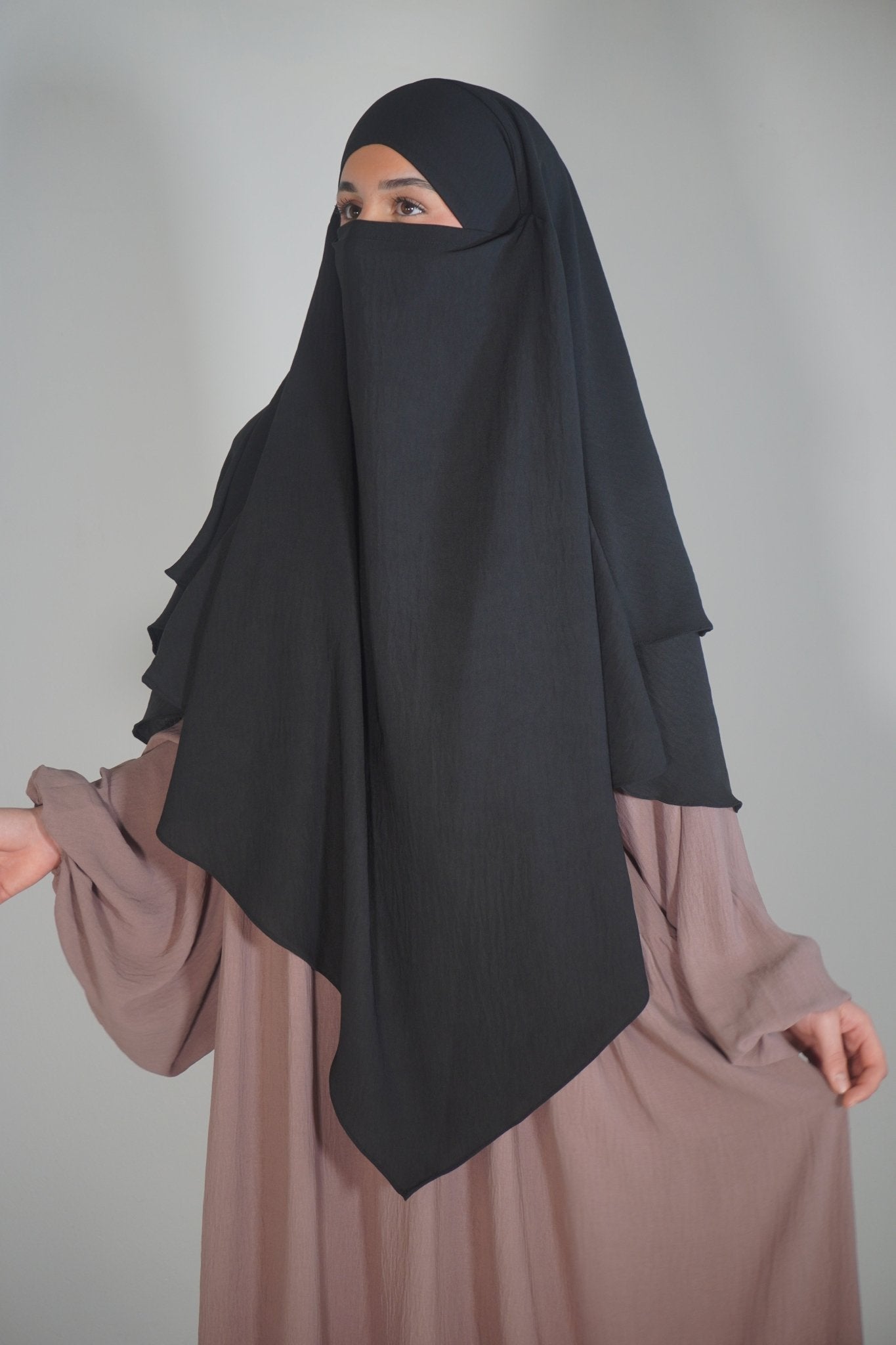 Khimar Zweilagig schwarz - Byaygul