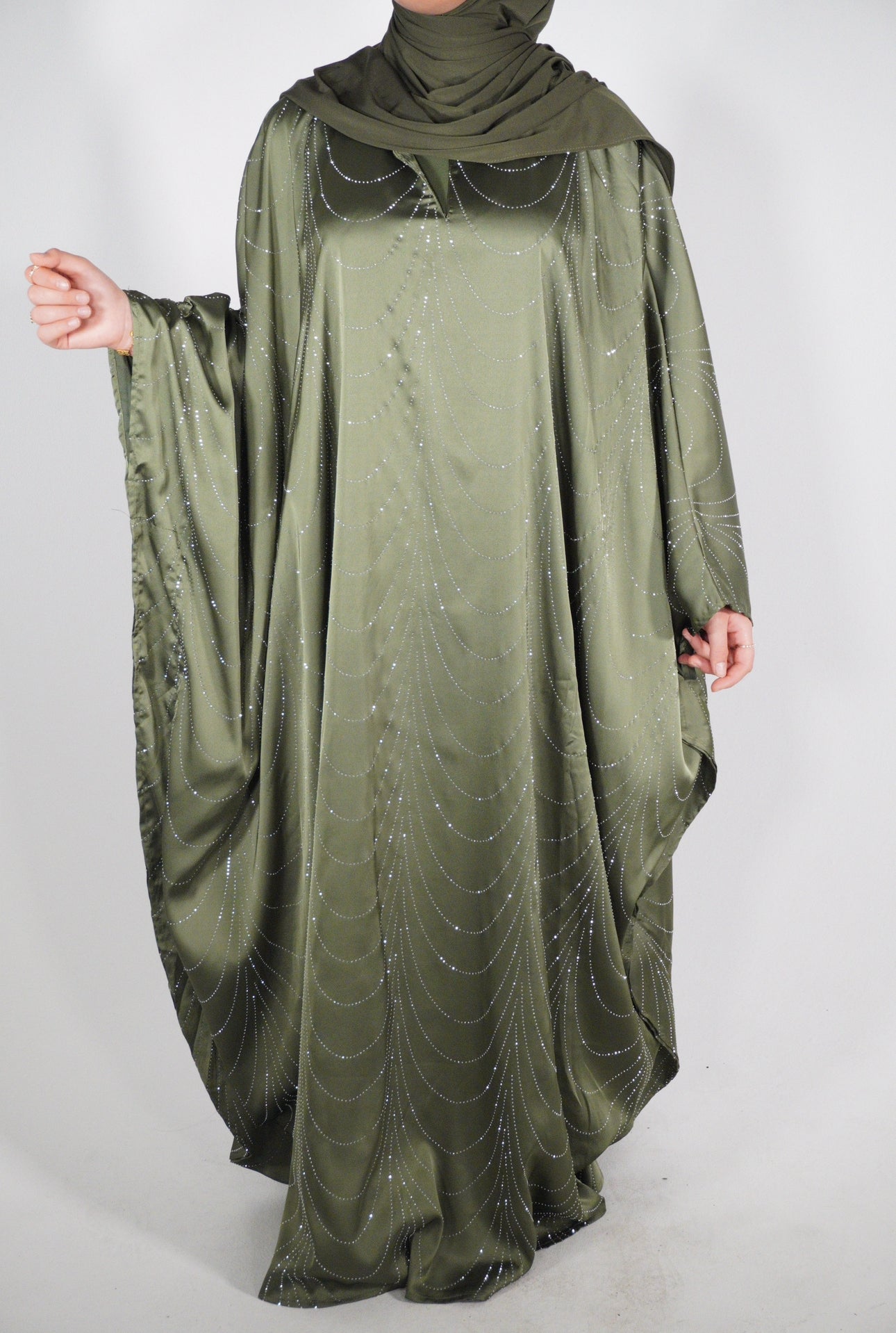 Yasmin Glitzer Abaya Khaki - Byaygul