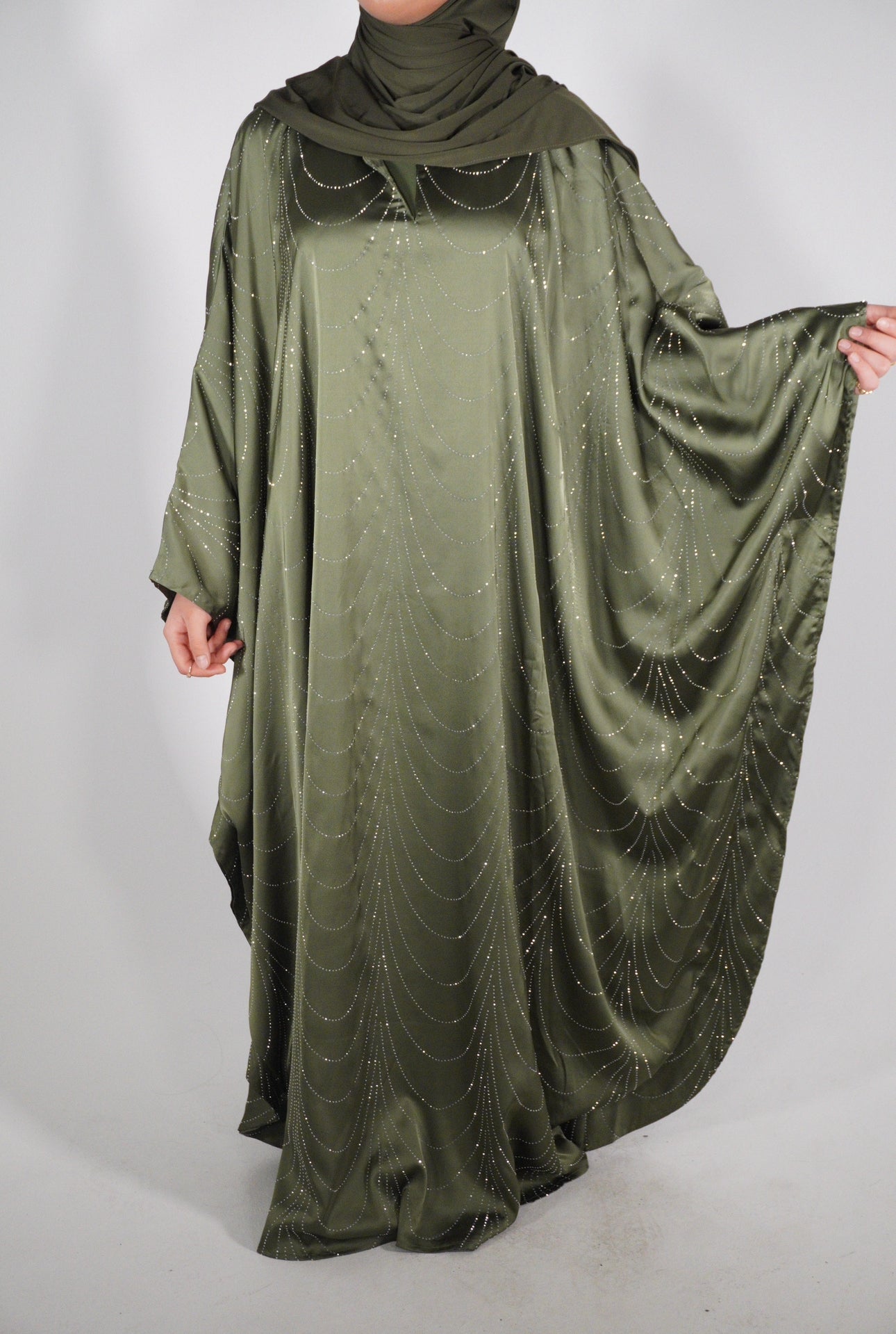 Yasmin Glitzer Abaya Khaki - Byaygul